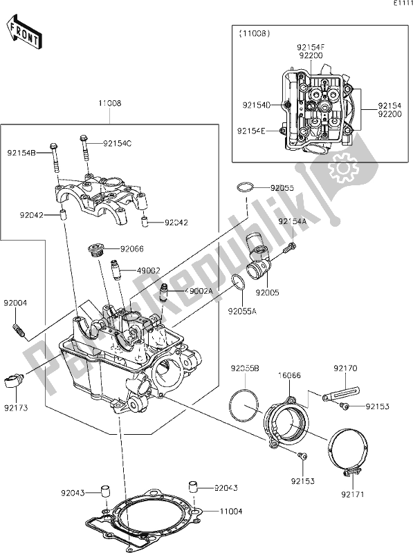 Toutes les pièces pour le 1 Cylinder Head du Kawasaki KX 450X 2021