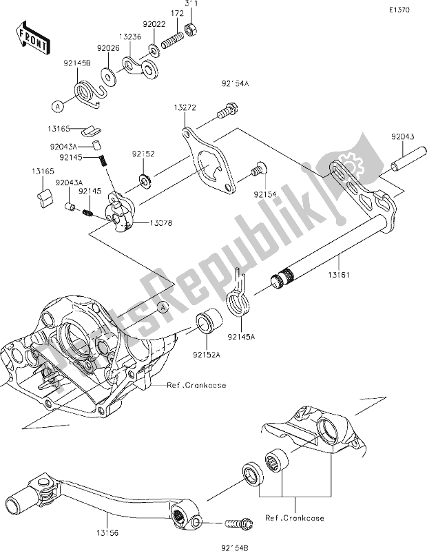 All parts for the 12 Gear Change Mechanism of the Kawasaki KX 450X 2021