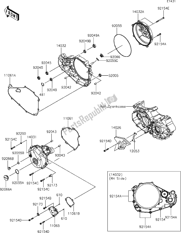 Tutte le parti per il 14 Engine Cover(s) del Kawasaki KX 450X 2021