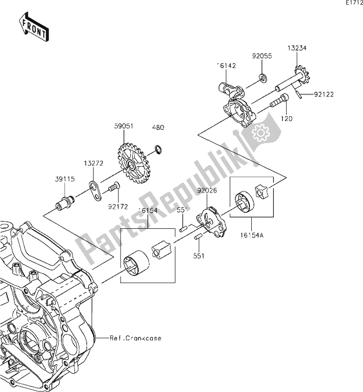 Alle onderdelen voor de 18 Oil Pump van de Kawasaki KX 450X 2021