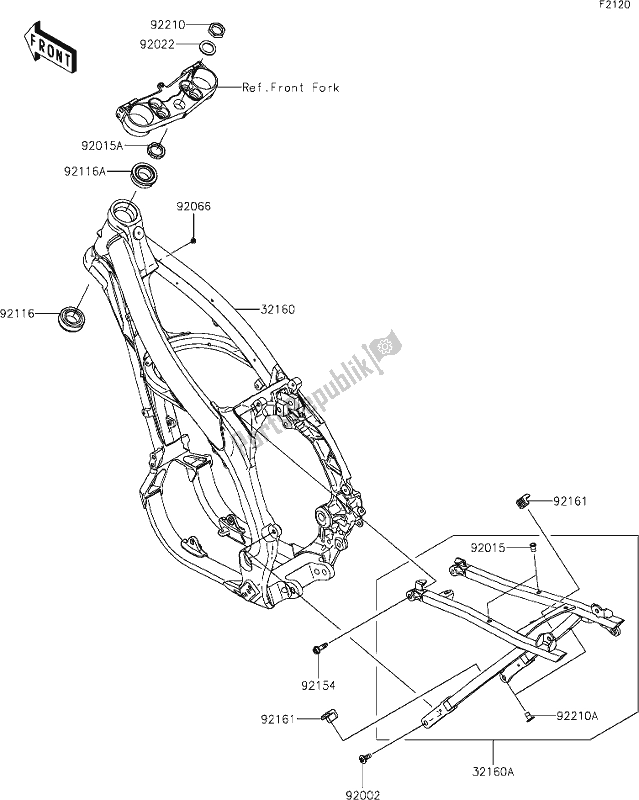 Todas las partes para 27 Frame de Kawasaki KX 450X 2021