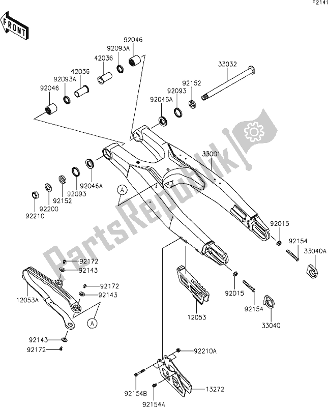 Alle onderdelen voor de 29 Swingarm van de Kawasaki KX 450X 2021