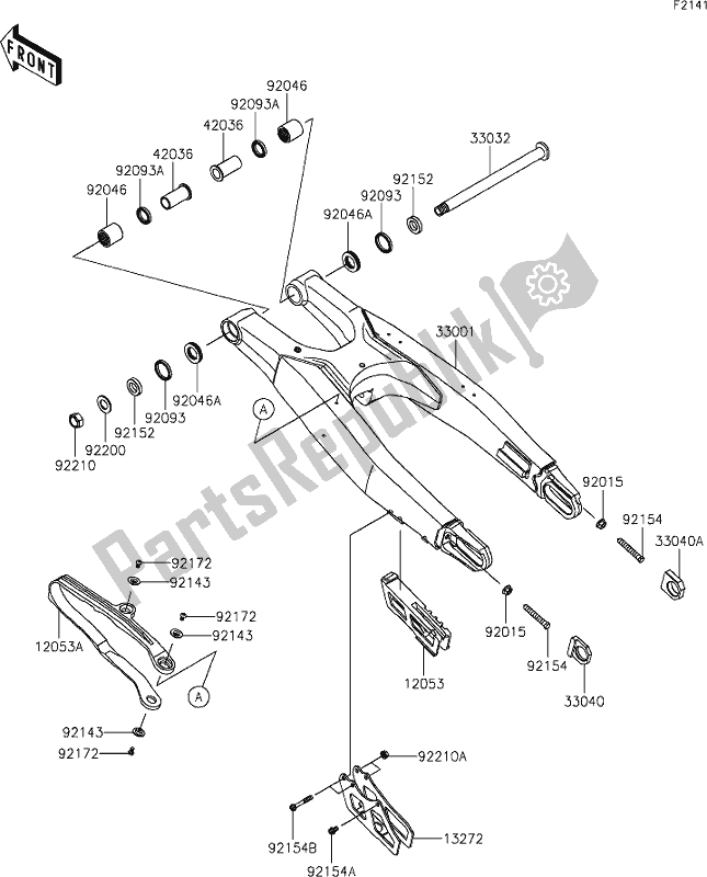 Todas as partes de 29 Swingarm do Kawasaki KX 450X 2021