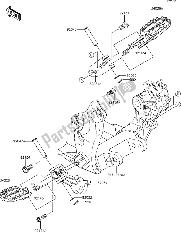 Wszystkie części do 31 Footrests Kawasaki KX 450X 2021