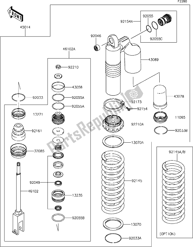 Todas as partes de 38 Shock Absorber(s) do Kawasaki KX 450X 2021