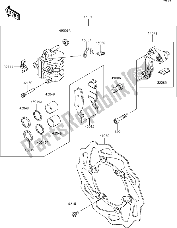 Alle onderdelen voor de 40 Front Brake van de Kawasaki KX 450X 2021