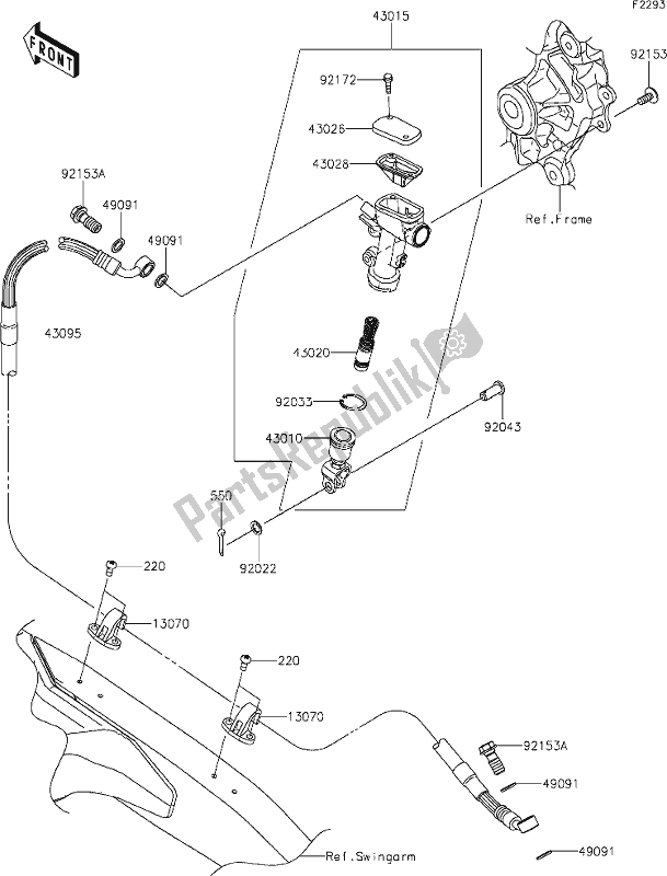 Todas as partes de 41 Rear Master Cylinder do Kawasaki KX 450X 2021