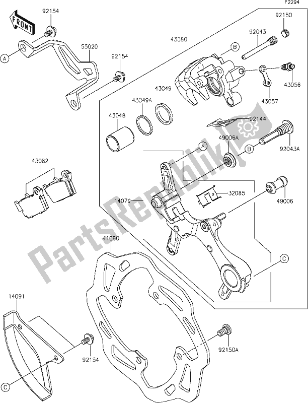 All parts for the 42 Rear Brake of the Kawasaki KX 450X 2021