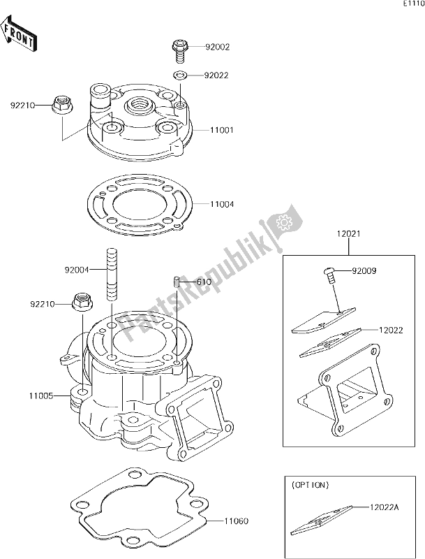 Toutes les pièces pour le 1 Cylinder Head/cylinder du Kawasaki KX 65 2017