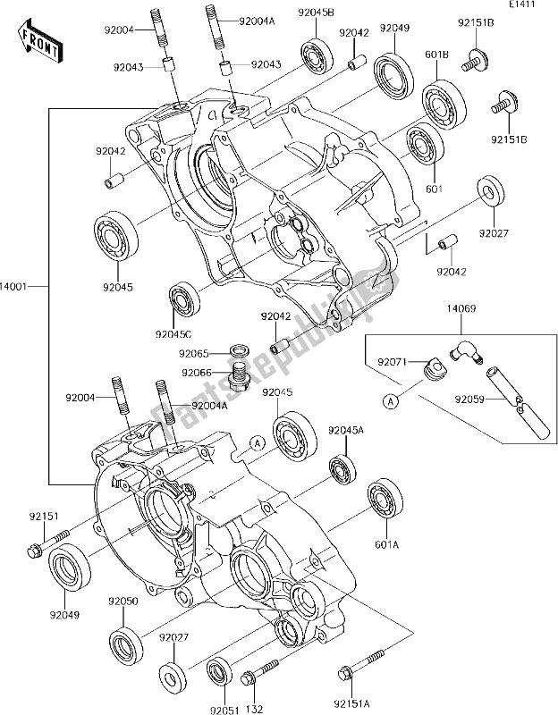 Tutte le parti per il 10 Crankcase del Kawasaki KX 65 2017