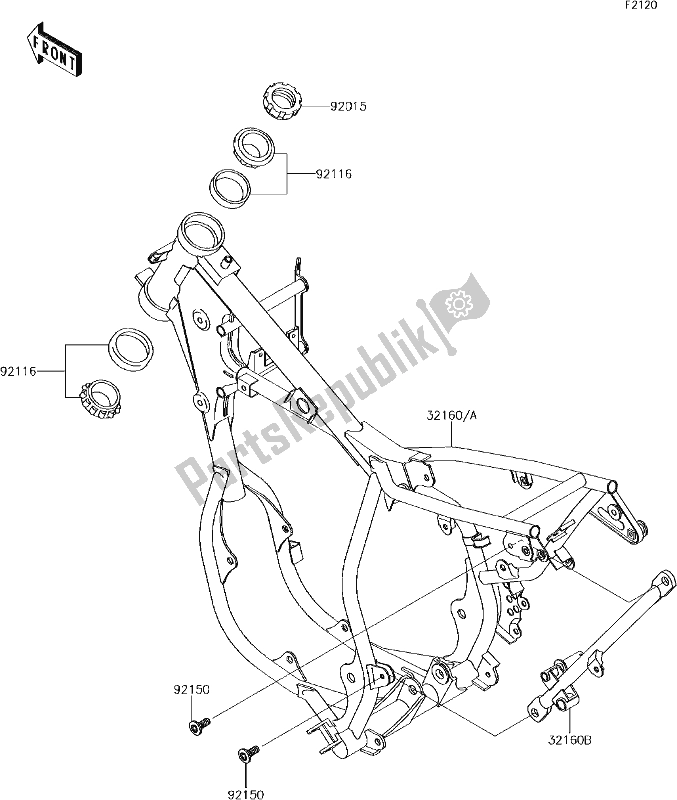 Alle onderdelen voor de 16 Frame van de Kawasaki KX 65 2017