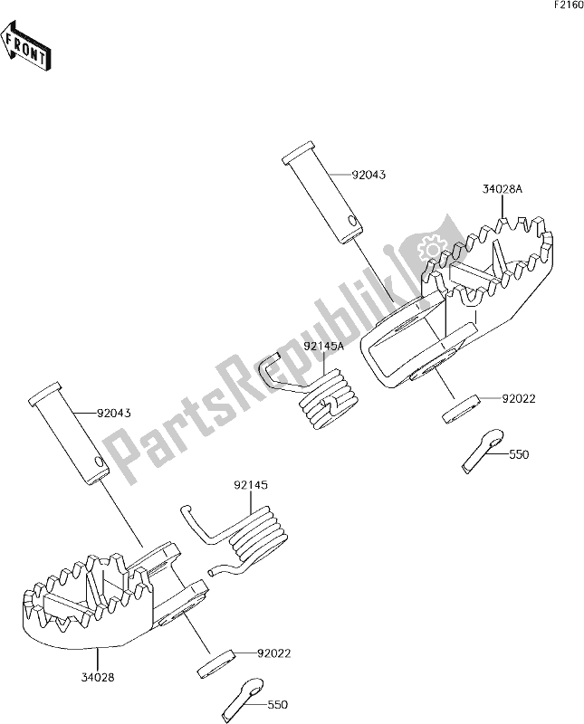 Todas as partes de 20 Footrests do Kawasaki KX 65 2017