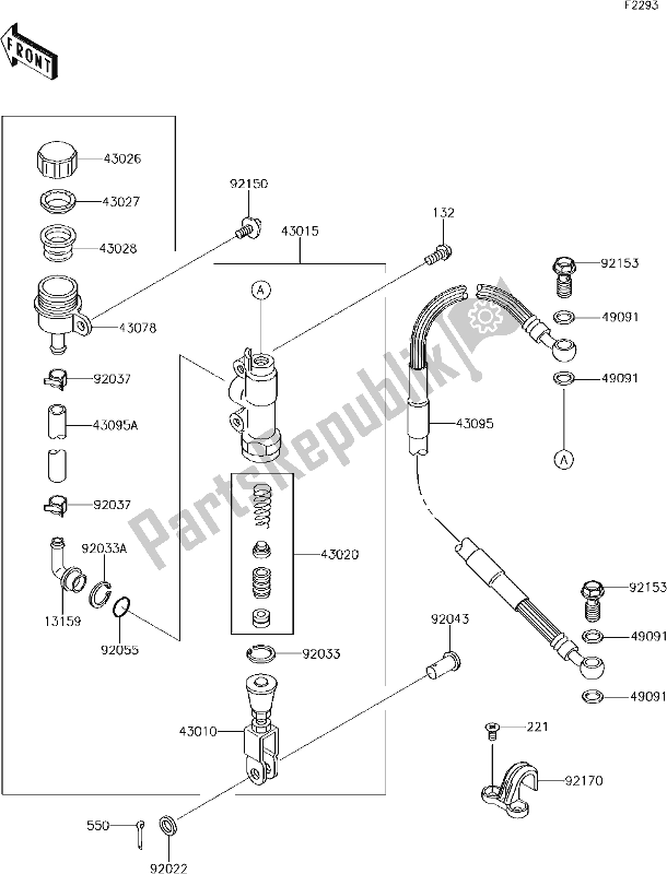 Toutes les pièces pour le 30 Rear Master Cylinder du Kawasaki KX 65 2017