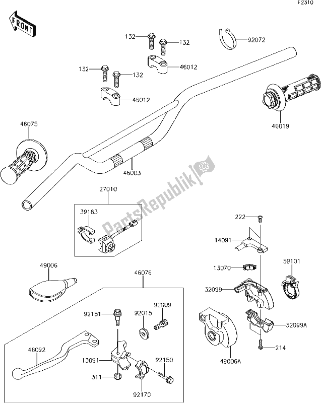 All parts for the 32 Handlebar of the Kawasaki KX 65 2017