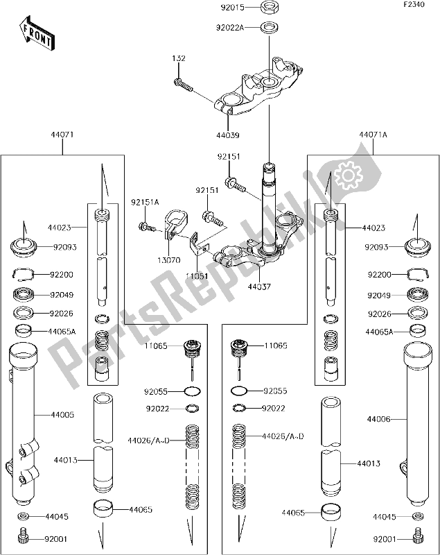 Toutes les pièces pour le 33 Front Fork du Kawasaki KX 65 2017