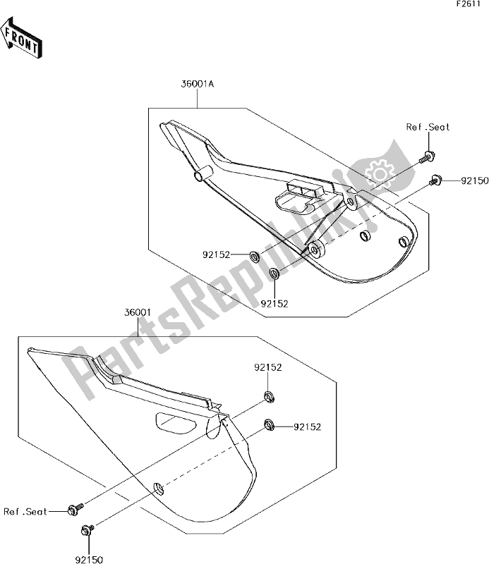 All parts for the 37 Side Covers of the Kawasaki KX 65 2017