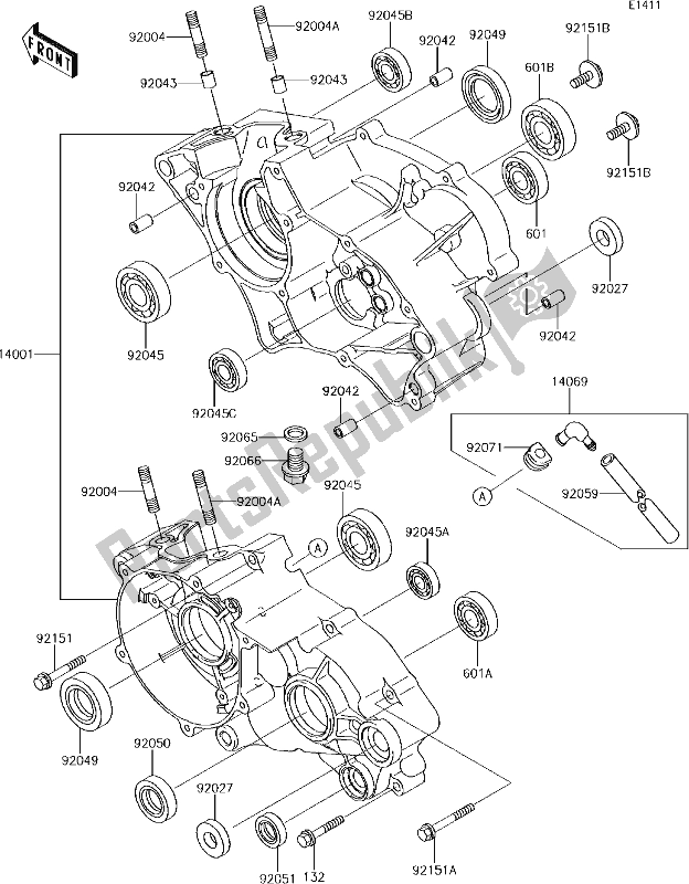 All parts for the 10 Crankcase of the Kawasaki KX 65 2018