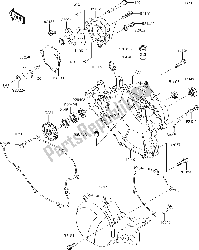 Alle onderdelen voor de 11 Engine Cover(s) van de Kawasaki KX 65 2018