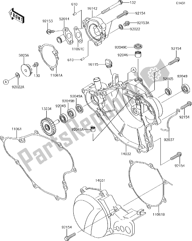 All parts for the 11 Engine Cover(s) of the Kawasaki KX 65 2018