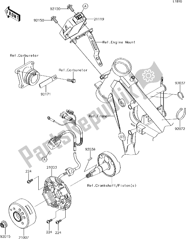 All parts for the 13 Generator of the Kawasaki KX 65 2018