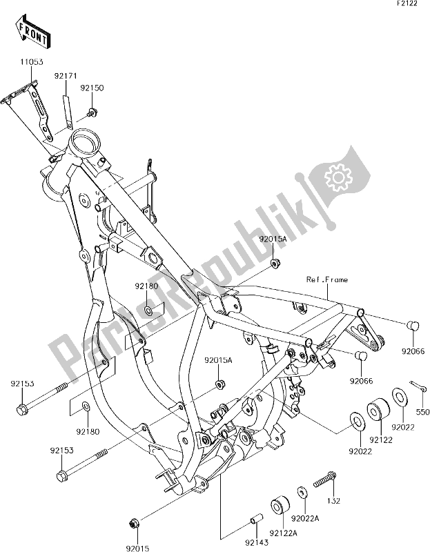 All parts for the 17 Engine Mount of the Kawasaki KX 65 2018