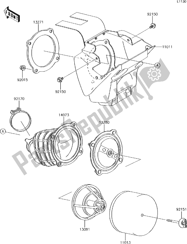 All parts for the 2 Air Cleaner of the Kawasaki KX 65 2018