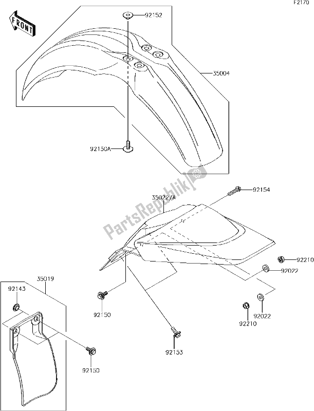 All parts for the 21 Fenders of the Kawasaki KX 65 2018