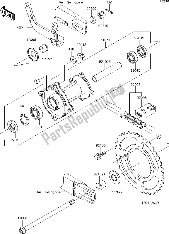 All parts for the 25 Rear Hub of the Kawasaki KX 65 2018