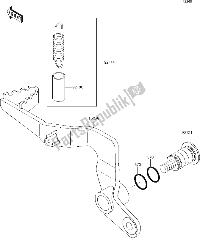 All parts for the 26 Brake Pedal of the Kawasaki KX 65 2018