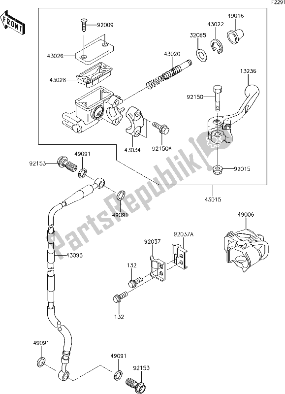 All parts for the 28 Front Master Cylinder of the Kawasaki KX 65 2018