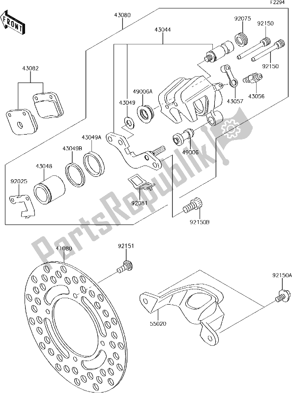 All parts for the 31 Rear Brake of the Kawasaki KX 65 2018