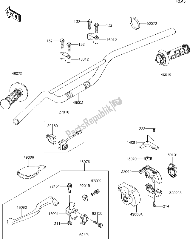 All parts for the 32 Handlebar of the Kawasaki KX 65 2018