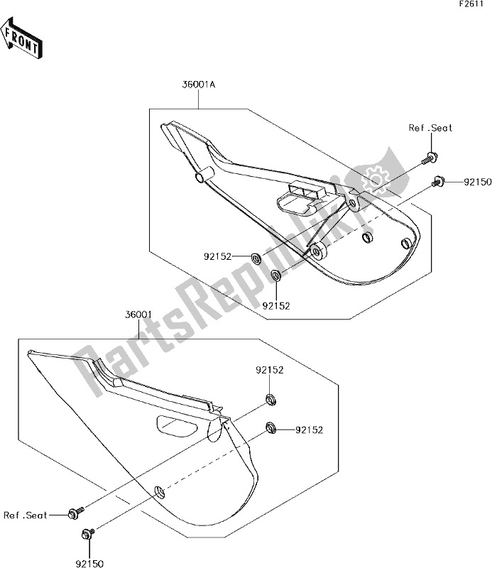 Tutte le parti per il 37 Side Covers del Kawasaki KX 65 2018