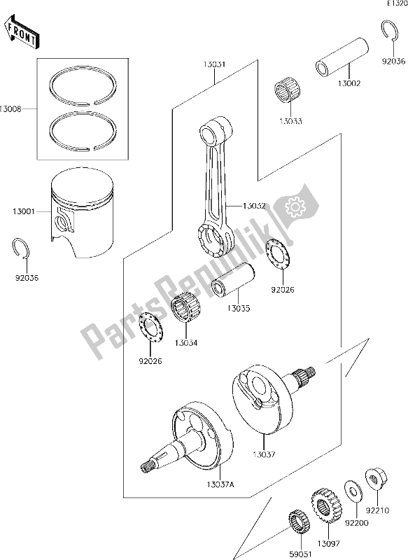 All parts for the 4 Crankshaft/piston(s) of the Kawasaki KX 65 2018