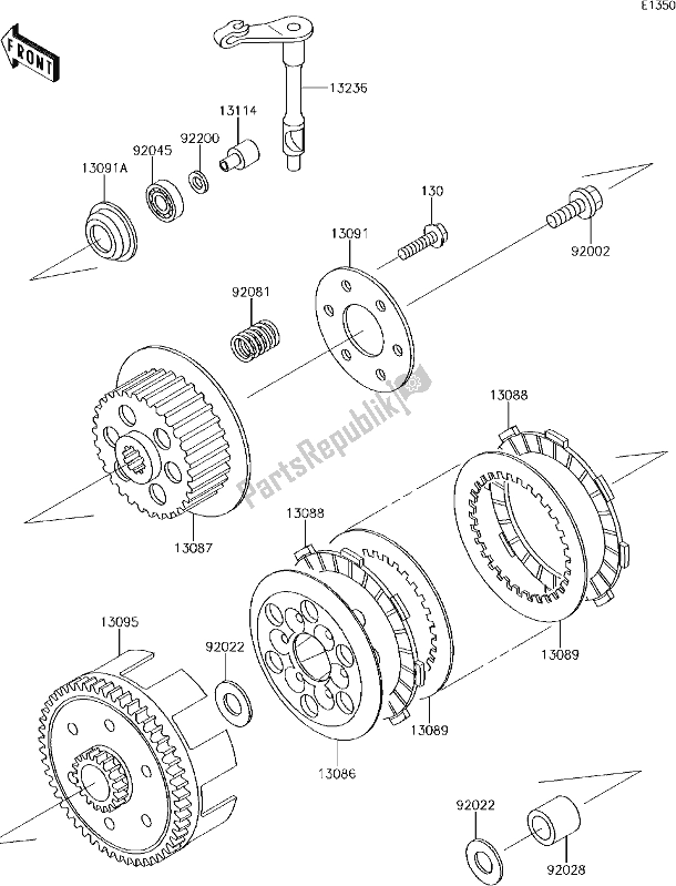 All parts for the 6 Clutch of the Kawasaki KX 65 2018