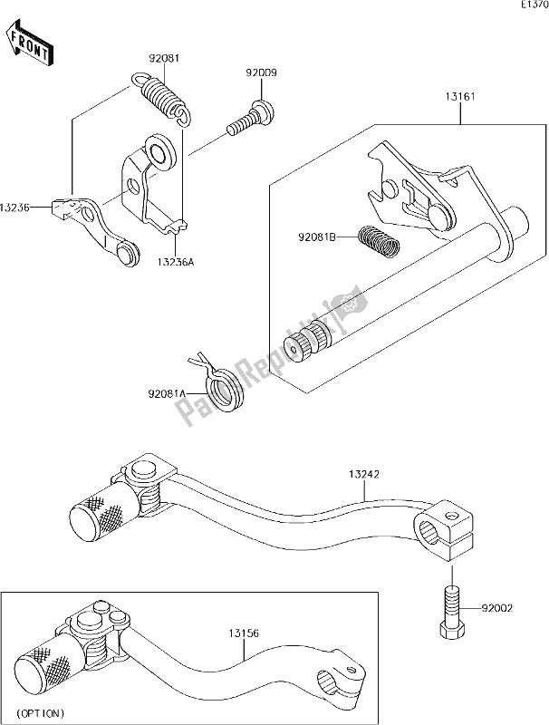 All parts for the 9 Gear Change Mechanism of the Kawasaki KX 65 2018