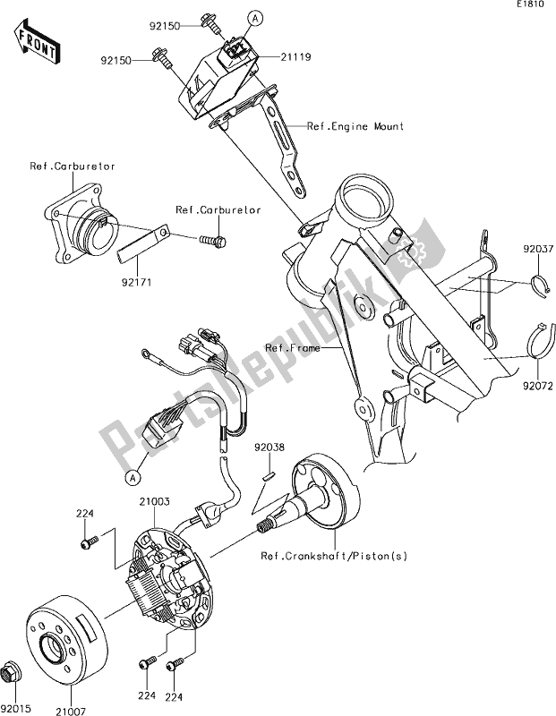All parts for the 13 Generator of the Kawasaki KX 65 2019