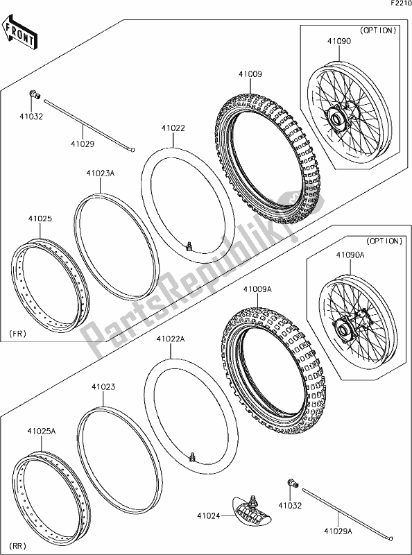 All parts for the 23 Tires of the Kawasaki KX 65 2019