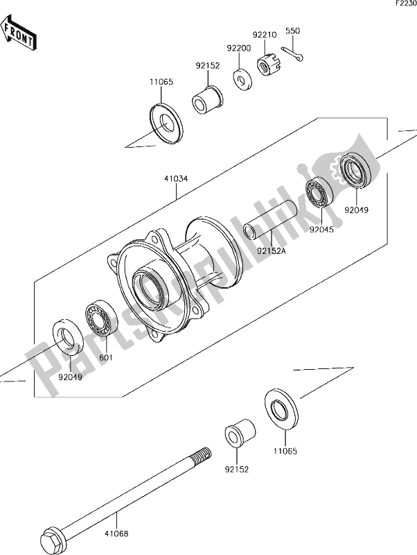 Tutte le parti per il 24 Front Hub del Kawasaki KX 65 2019