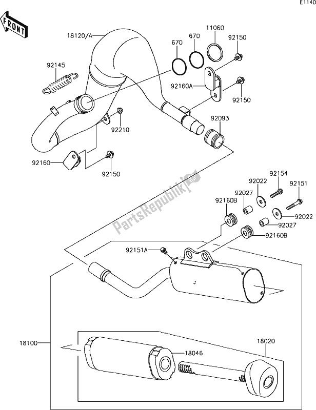 Tutte le parti per il 3 Muffler(s) del Kawasaki KX 65 2019