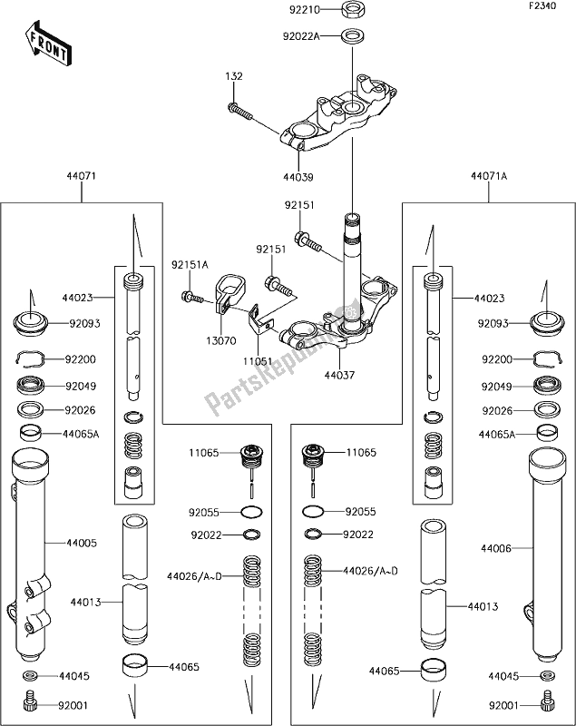 Alle onderdelen voor de 33 Front Fork van de Kawasaki KX 65 2019