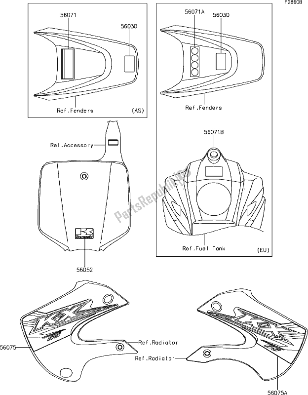 Tutte le parti per il 41 Labels(ahf) del Kawasaki KX 65 2019