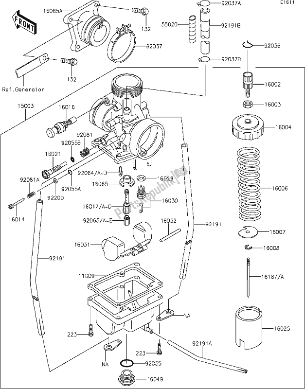 Todas as partes de 12-1carburetor do Kawasaki KX 65 2020