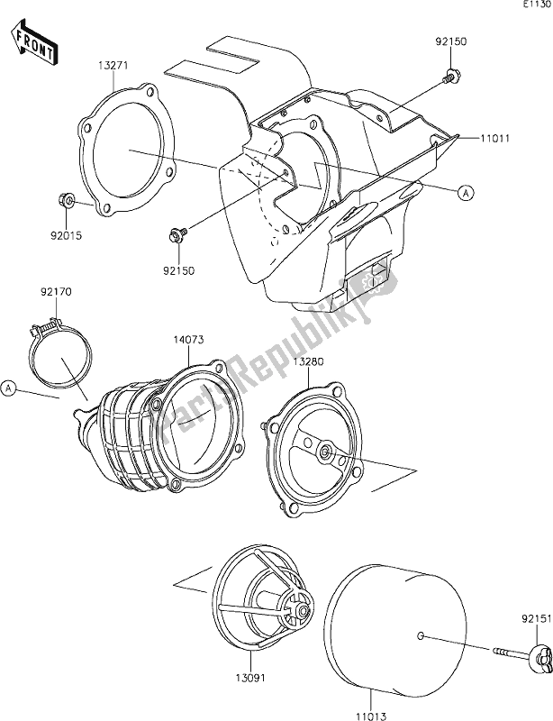 All parts for the 2 Air Cleaner of the Kawasaki KX 65 2020