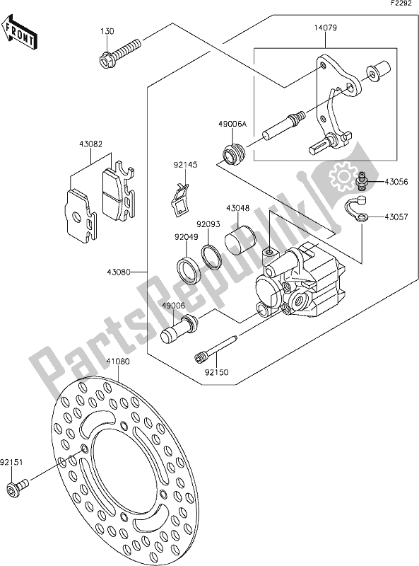 Alle onderdelen voor de 29 Front Brake van de Kawasaki KX 65 2020