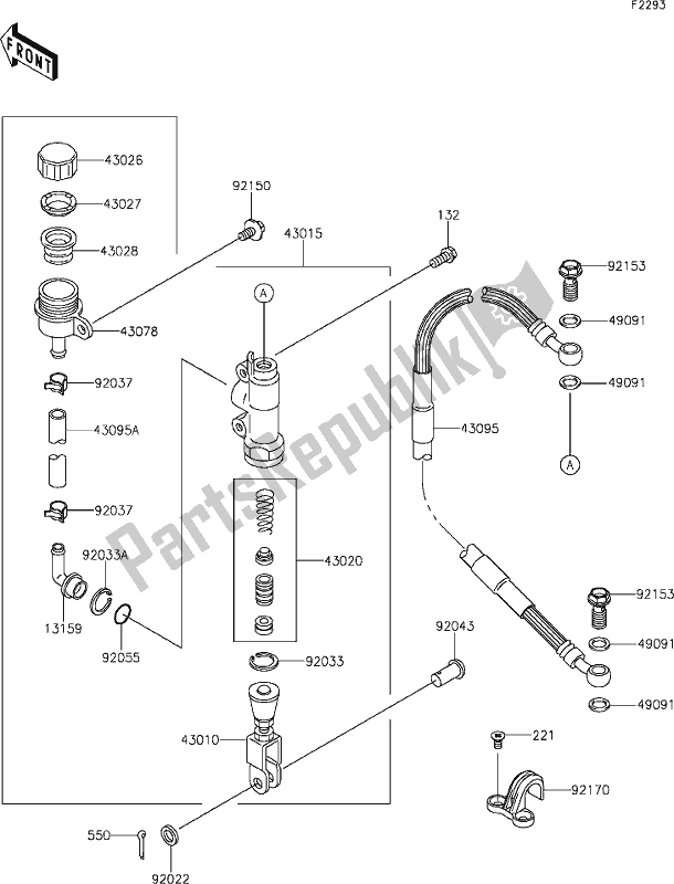 Todas as partes de 30 Rear Master Cylinder do Kawasaki KX 65 2020