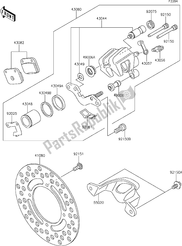 Todas as partes de 31 Rear Brake do Kawasaki KX 65 2020