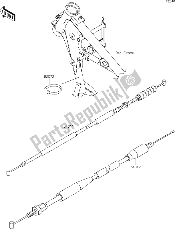 Alle onderdelen voor de 36 Cables van de Kawasaki KX 65 2020