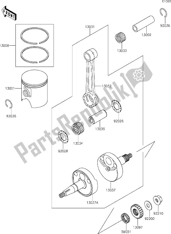 All parts for the 4 Crankshaft/piston(s) of the Kawasaki KX 65 2020