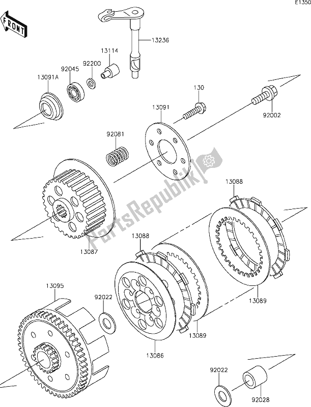 All parts for the 6 Clutch of the Kawasaki KX 65 2020